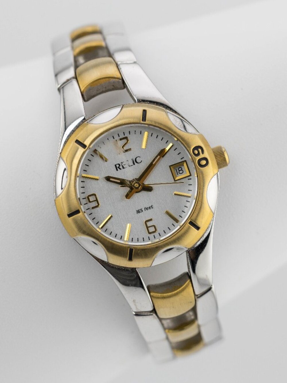 Relic ZR11671 Two Tone Date Quartz Analog Women's Watch New Battery